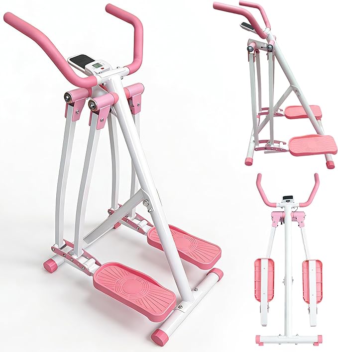 ZeHuoGe Air Walking Elliptical Machine - Foldable Cardio Cross Trainer Glider for Full-Body Low-Impact Exercise with LCD Display Ideal for Home Gym