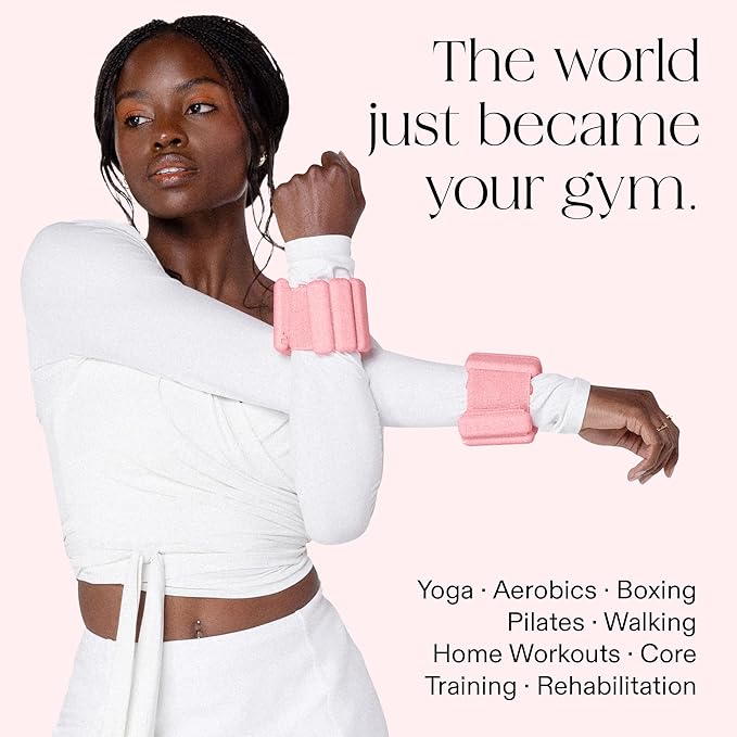 Bala Bangles Wrist & Ankle Weights for Women & Men - Adjustable Weighted Bands - Soft Silicone Arm & Leg Weights for Pilates, Yoga, Walking, Barre, Home Workout & Strength Training Exercise