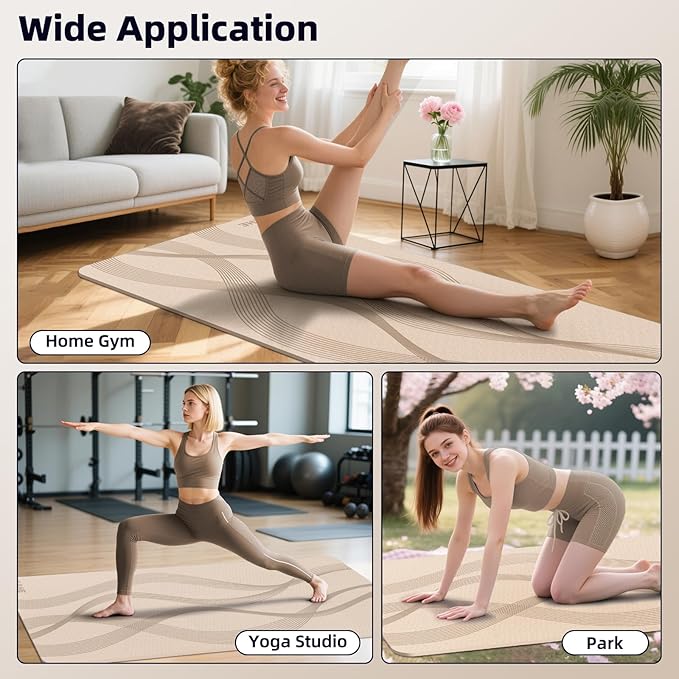 Yoga Mat High Density Exercise Mat, 76"x32"x0.27"Thick Wide & Large Yoga Mat for Women Men, Professional POE Workout Mat for Yoga, Pilates, Fitness & Stretching