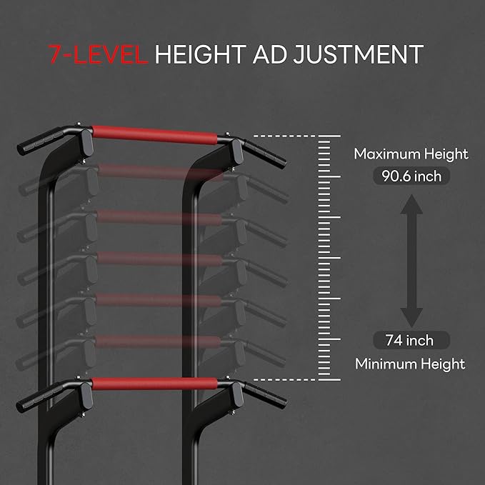 SogesPower Power Tower Pull Up Bar Station Multi-Function Adjustable Height Workout Dip Station Strength Training Equipment for Home Gym Fitness Equipment with Boxing Speed Ball & Rotating Target 400LBS