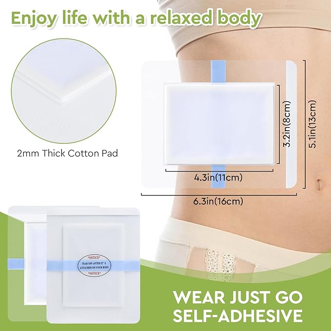 10pcs Castor Oil Pack Wrap, Castor Oil Patches for Abdominal Area, Silicone Gel Technology for Gentle Sensitive Skin Comfort, Low Sensation Wear, Painless Removal