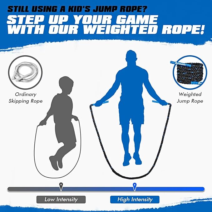 Jump Rope, Weighted Jump Rope for Fitness, Boxing Equipment Jump Ropes for Men Women, Battle Skipping Ropes for Exercise, Suitable for Boxing, Cardio, Training Muscle Speed Home Gym Workout Equipment