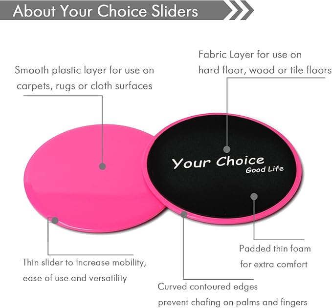 Your Choice Core Sliders - Dual Sided Exercise Gliding Discs for Carpet & Hardwood, 7" Workout Sliders