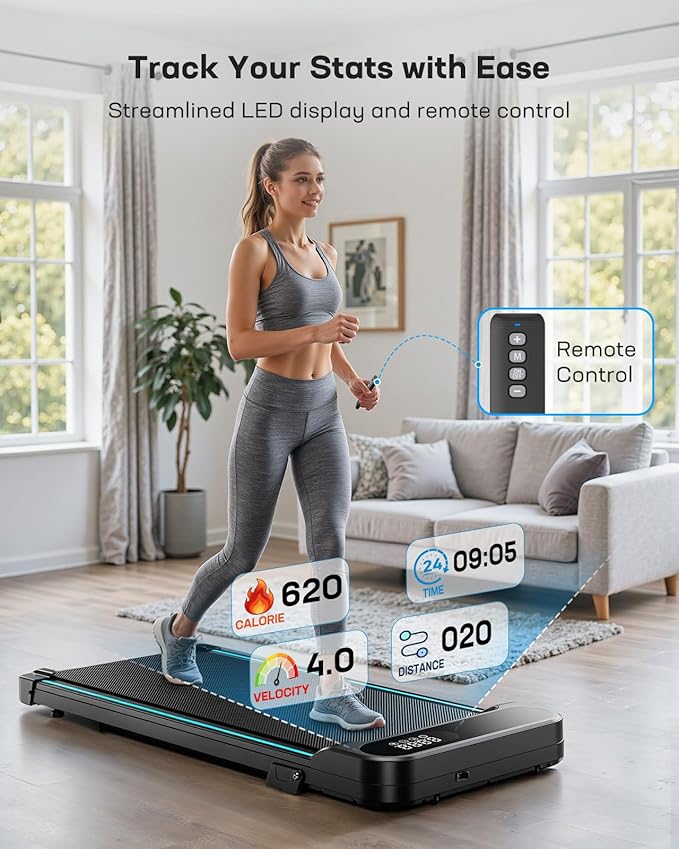 HUANUO Walking Pad Treadmill, Walking Pad with 5° Incline, 330 lbs Weight Capacity, 2.5 HP Low Noise Desk Treadmill, Remote Control & LED Display, Portable Treadmills for Home, Knee Protection