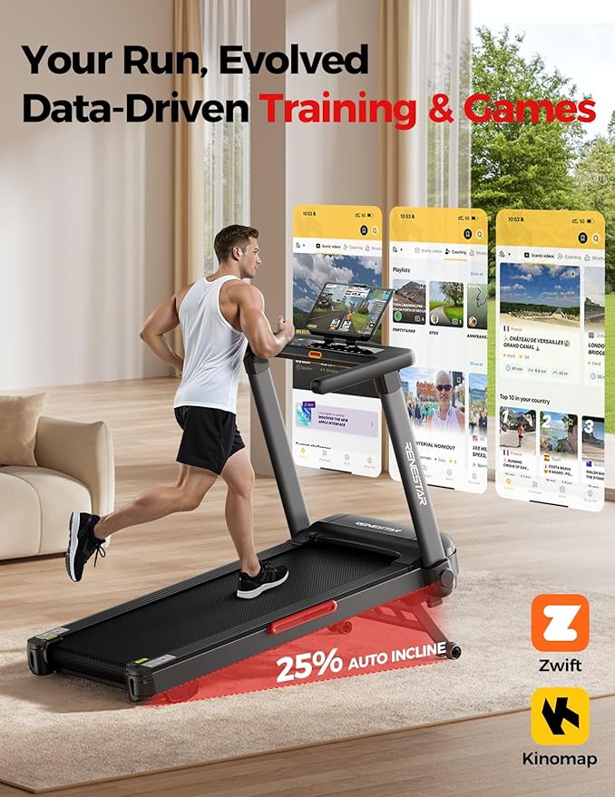 Treadmill for Home with 25% Auto Incline - 8.5MPH Max Speed, Extra Large LED Touchscreen, 300LBS Capacity, Bluetooth Speaker, 3.5HP Home Office Treadmills for Running Jogging Walking