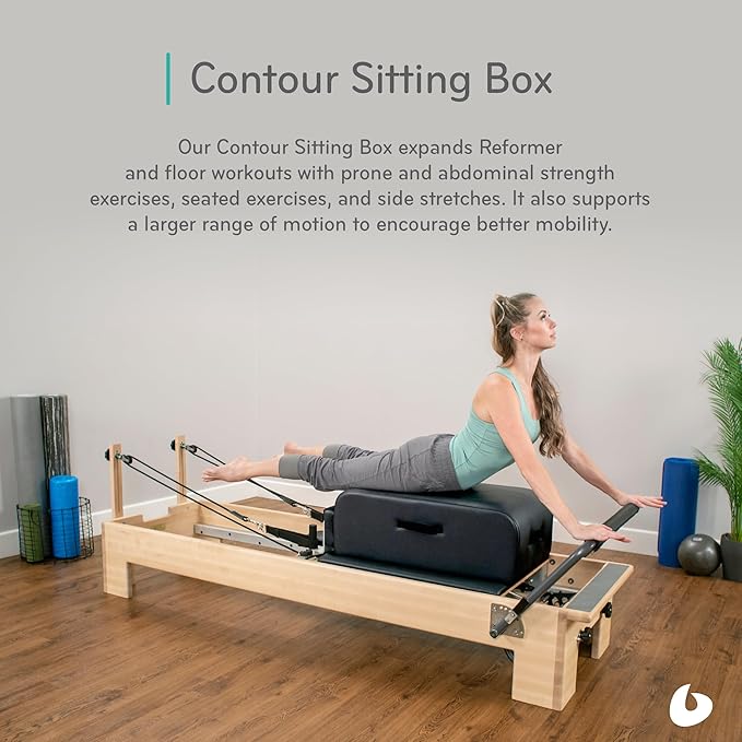Balanced Body Contour Sitting Box for Pilates Reformer, Pilates Equipment for Home Workouts & Professional Studio Use, Fits All Wood Reformers and Allegro or Allegro 2 Reformers
