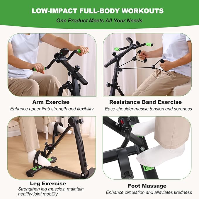 Pedal Exerciser Bike for Seniors, Arm Leg Hand and Knee Physical Therapy Peddler Exercise Equipment, Sitting Elderly Home Exercise Bike for Total Body, Upper and Lower Limb Trainer