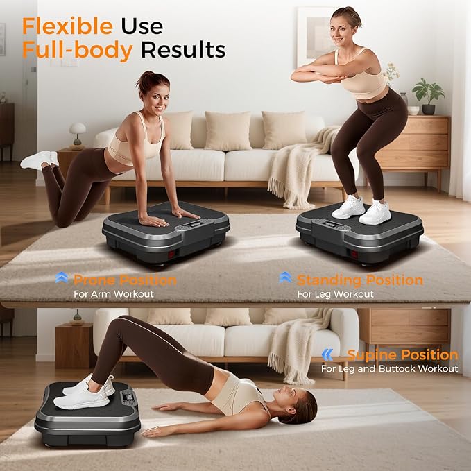 Vibration Plate Exercise Machine for Lymphatic Drainage Power Vibration Platform Machines, 400 Lbs Capacity Vibrating Shake Plate Board with Bluetooth, Home Fitness Gifts for Fat Burner Gifts