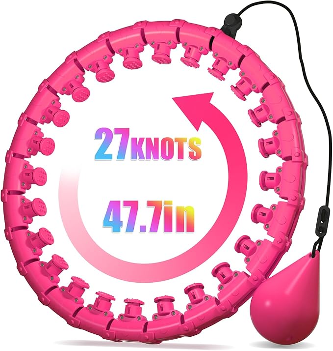 Weighted Hula Infinity Fitness Hoop for Adult Weight Loss, 2 in 1 Smart Fitness Workout Hula Circle Hoops with 27 Detachable Knots, Exercise Fit Hoop Suitable for Women and Beginners