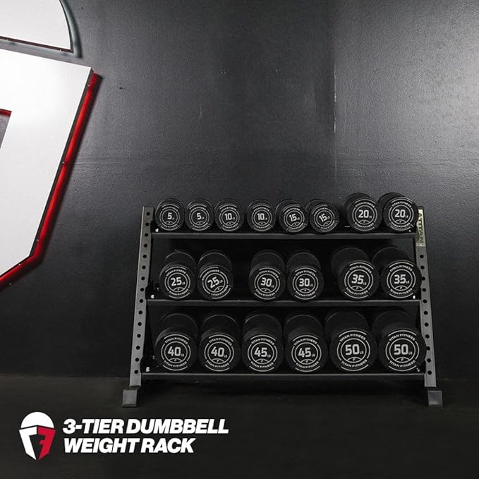 Titan Fitness 3 Tier Dumbbell Weight Rack Stand, Rated 800 LB, Organize Classic Dumbbells, Storage Fitness Rack