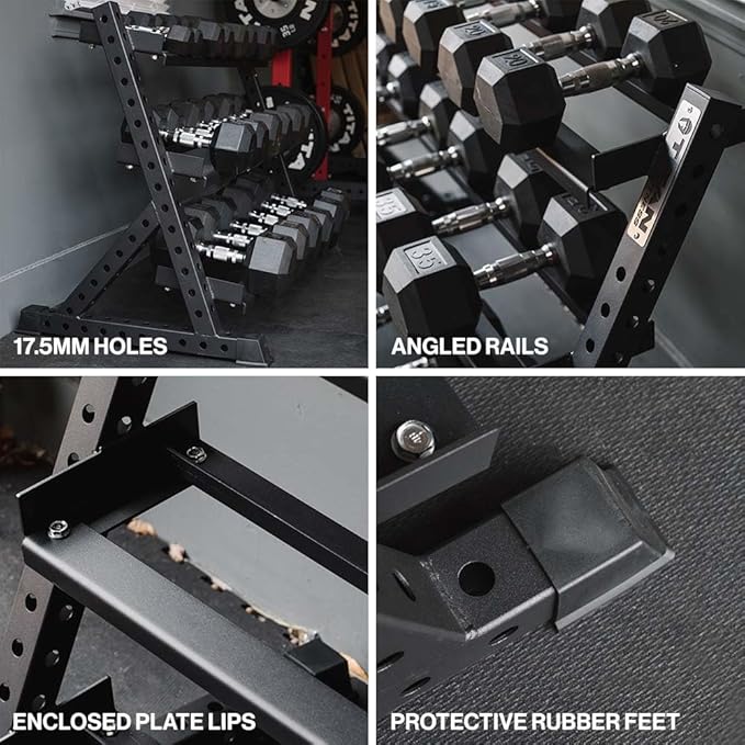 Titan Fitness 3 Tier Dumbbell Weight Rack Stand, Rated 800 LB, Organize Classic Dumbbells, Storage Fitness Rack