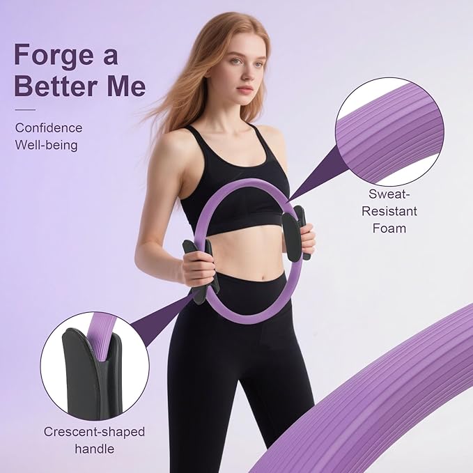 Pilates Ring Set - Home Equipment for Women with 14-inch, 9.8-inch Ball & 5 Resistance Bands for Muscle Training & Flexibility
