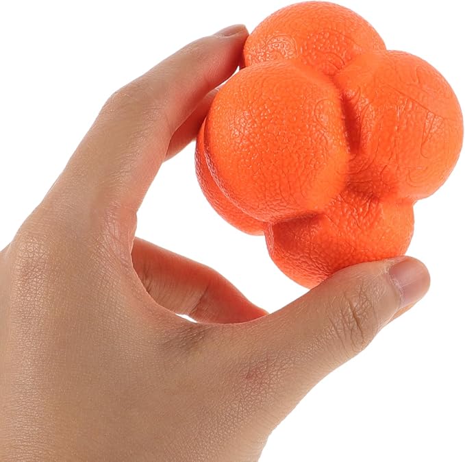 Hexagonal Sports Reaction Ball 7cm Orange Hand-Eye Coordination Training Ball for Agility, Reflex, and Speed Improvement in Soccer, Boxing, and Volleyball Practice