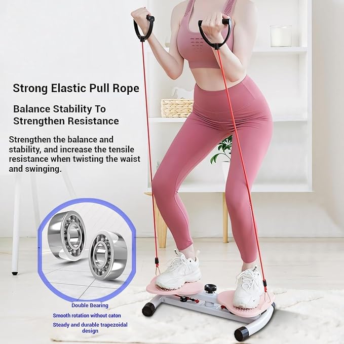 Waist Twisting Machine Fitness Tool, Ab Twister Board for Home Workout & Core Training, 300 lbs Capacity Exercise Twist Board with Resistance Bands, Noiseless Waist Sculptor with Foot Massage