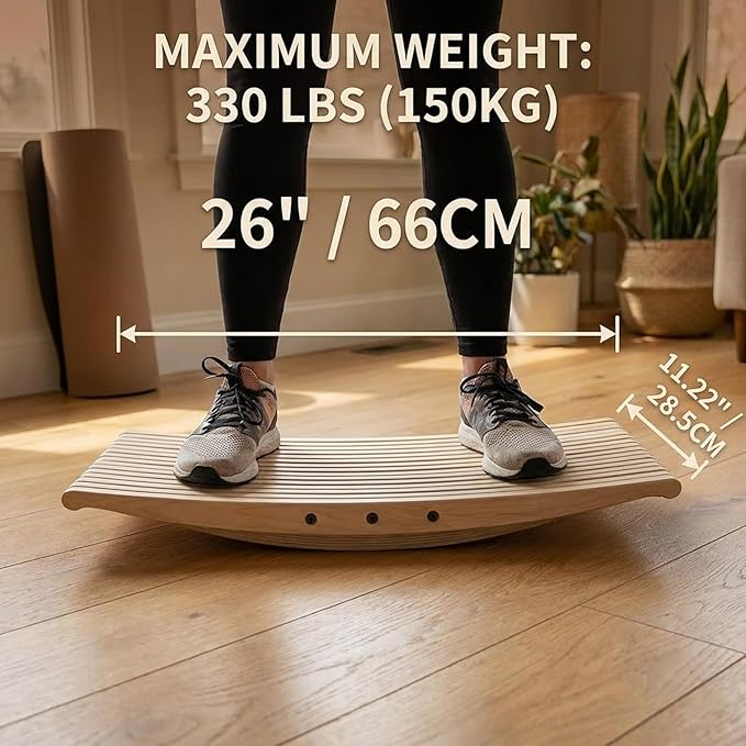 Balance Board Trainer for Standing Desk, Wooden Wobble Rocker Board for Core Strength Training, Office Balance Board for Home Fitness & Stability