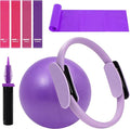 Pilates Ring Fitness Circles Set, High Resistance Yoga Ring Pilates Equipment Set for Women Includes Pilates Ring, 9 Inch Small Exercise Ball, 5 Resistance Bands at Home Pilates Workout Set