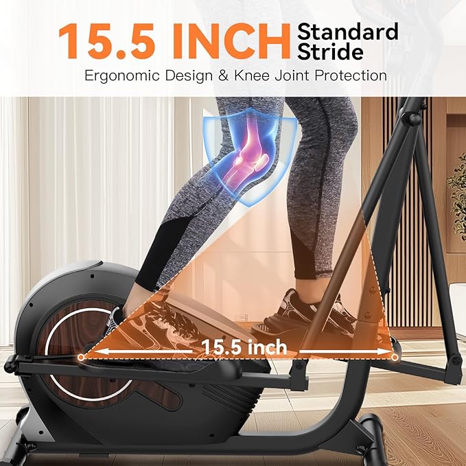 ANCHEER Elliptical Machine, Elliptical Exercise Machine for Home with Magnetic Driving System,14 Resistance Levels, Pulse & LCD Monitor, Elliptical Cardio, 400 Lbs Low Impact Elliptical