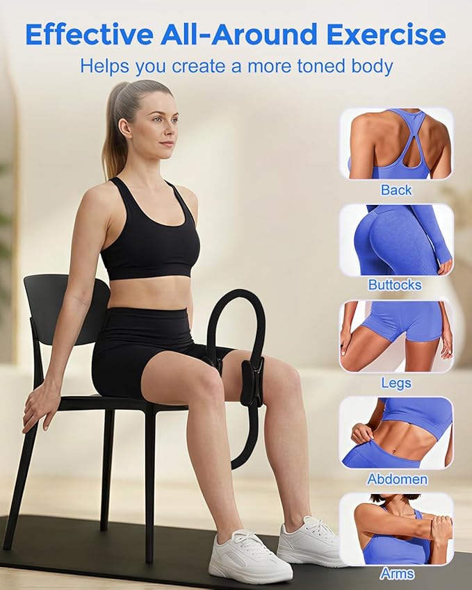 Home Pilates Essentials Kit for Women, Magic Circle Pilates Equipment Ring and Ball Set, 6 Resistance Bands Workout Guide Video for 28 Day Pilates Essential Challenge Starter Kit for Beginners
