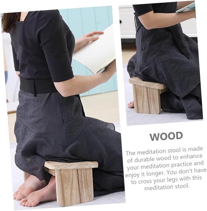 TOYANDONA Meditation Bench Wooden Kneeler Seat Stool for Prayer Non-Slip Zen Stool