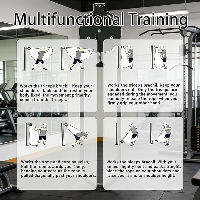 Cable Pulley System - Suspension Trainer & Endless Rope Trainer Machine for Home, Adjustable Resistance Pulley Cable Machine for Muscle Endurance, Upper Extremity & Aerobic Exercise