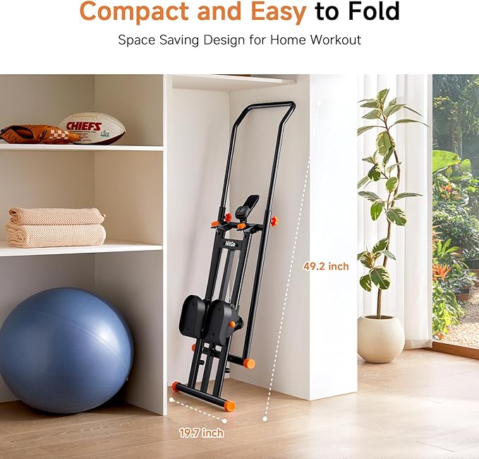 Stair Stepper for Home Gym Exercise Stairmaster for Full-Body Workout, Compact Folding Stair Climber with Extended Step Range, Adjustable Handlebar Pedal
