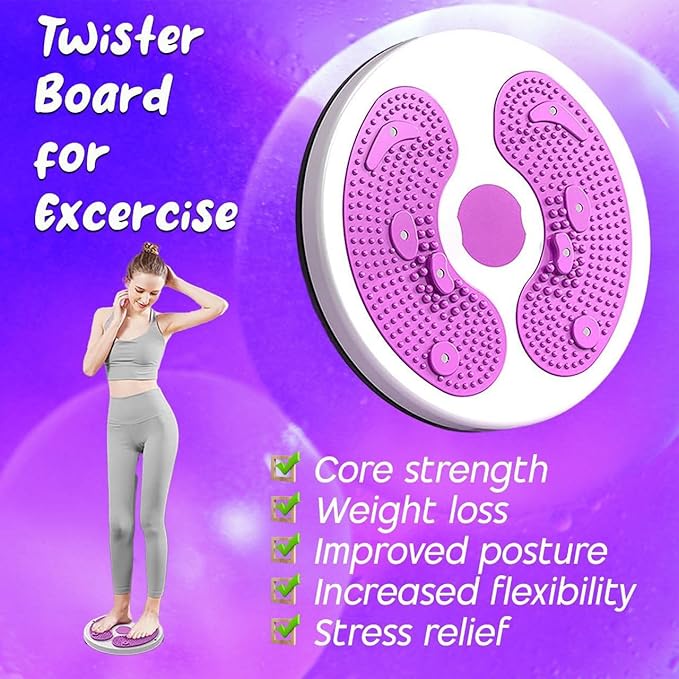 Twist Exercise Board for Core & Abs – 11" Balance Twister Disc with 360° Rotation, Non-Slip Massage Foot Pads, Improves Balance, Flexibility & Posture (Purple)