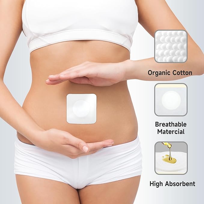 45 Pcs Disposable Castor Oil Patches for Belly Button,White Castor Oil Pack Belly Wrap Cover