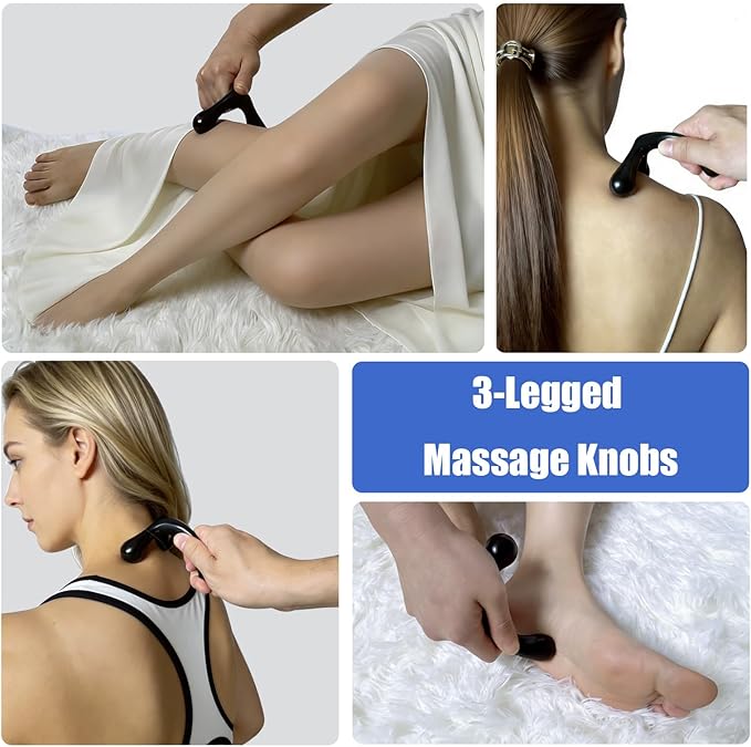 Manual Trigger Point Massage Tool & Thumb Saver, Include Thumb Shaped Massager & 3-Legged Massage Knobs, Handheld Self-Massage Tool for Full Body Deep Tissue, Muscle Pain, Knots & Stress Relief