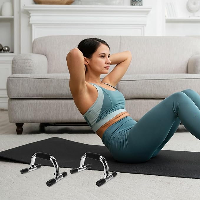 Kisangel Push Up Handles and Stands, Steel I-Beam Construction, Non-Slip Base, 2pcs Set for Home Workout Fitness, Strength Training Equipment for Men and Women