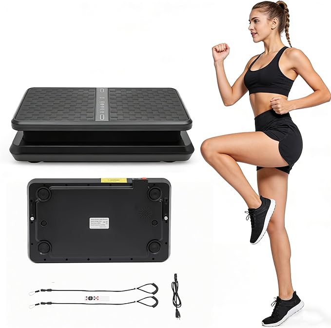 Vibration Plate Exercise Machine with Remote Control, 330 lbs Capacity 99 Speed Levels Vertical Vibration Platform for Full Body Workout, Green & Black