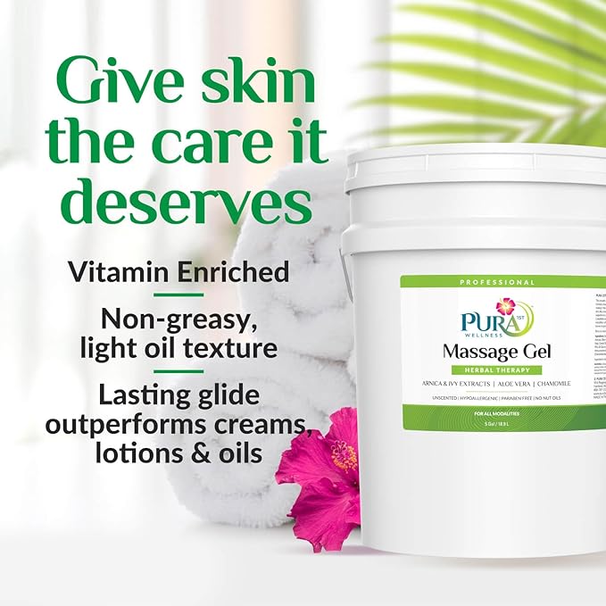 Herbal Therapy 5 Gallon Massage Gel, Aloe Vera, Professional, Massage Therapy, Deep Tissue, Unscented, Hypoallergenic, Natural Ingredients, Skin Hydrating, Moisturizing, Muscle Relief