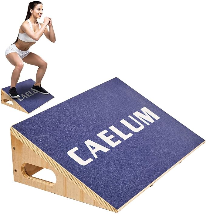 CAELUM Slant Board for Squats, Training Incline Board for Knees Over Toes, Wooden Non-Slip 25 Degree Incline Durable Board for Calf Stretch, Weightlifting, Fitness, 1000 Lbs Weight Capacity