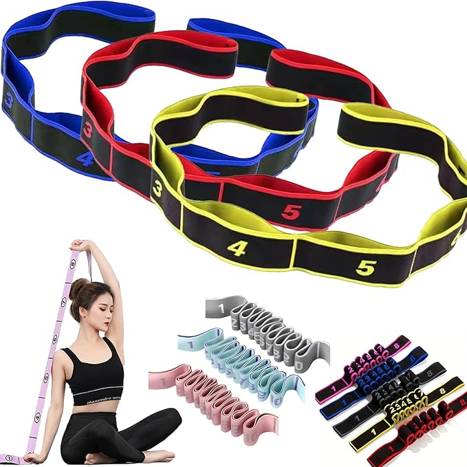 Fitness Resistance Bands with Handles, Numbered Resistance Bands for Glutes, Fitness Resistance Band for Stretching and Yoga, Adjustable Band for Seniors