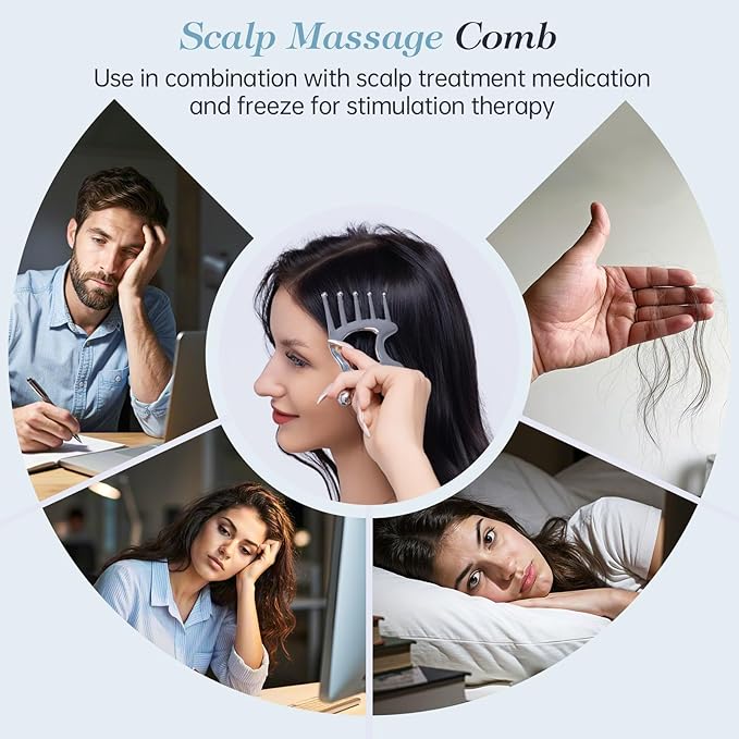 Gua Sha Tool with Handle,5in1 Scalp Massage Tool for Head&Face&Body, Protable Scalp Comb Guasha for Deep Relaxation and Relieving Pain, Acupressure and Trigger Point Tool for SPA