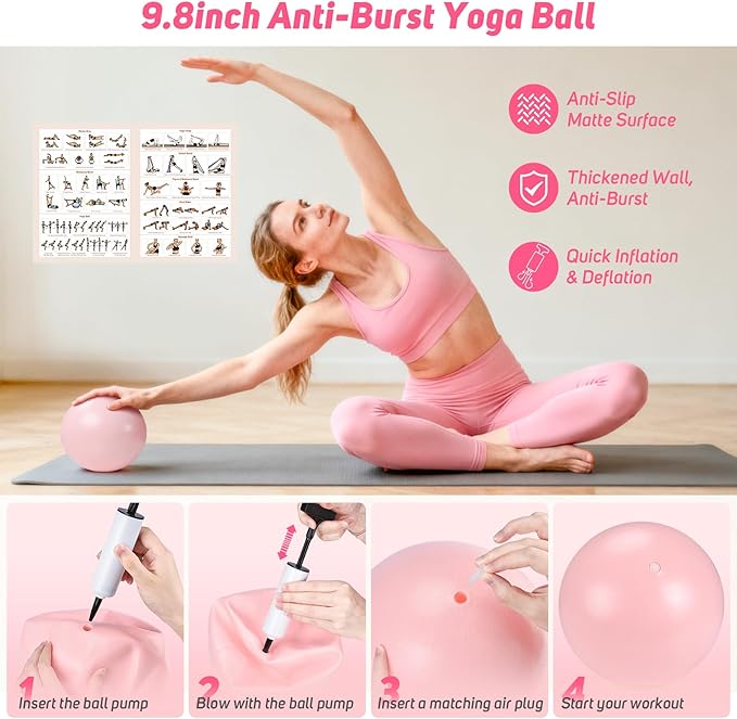 Asten Home Pilates Kit for Women: Pilates Equipment Pilates Ring and Ball Set with Resistance Bands, Core Slider, Foam Roller, Pilates Essentials Kit for Beginner Home Workout, Compact Toning Fitness