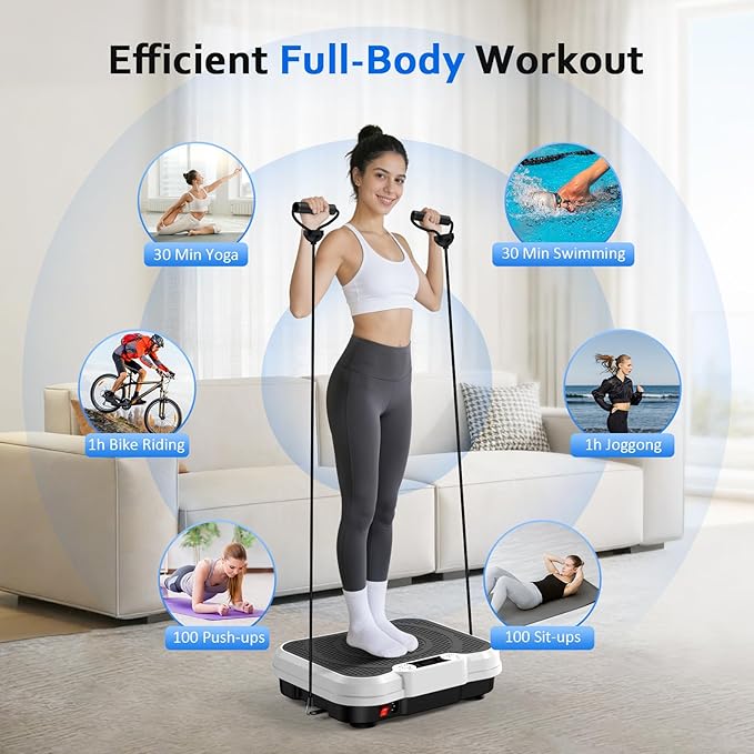 Vibration Plate Exercise Machine, Vibrating Platform for Lymphatic Drainage Weight Loss, 250 Speeds Full Body Workout Vibrated Plates Fitness Platform for Home Women Men