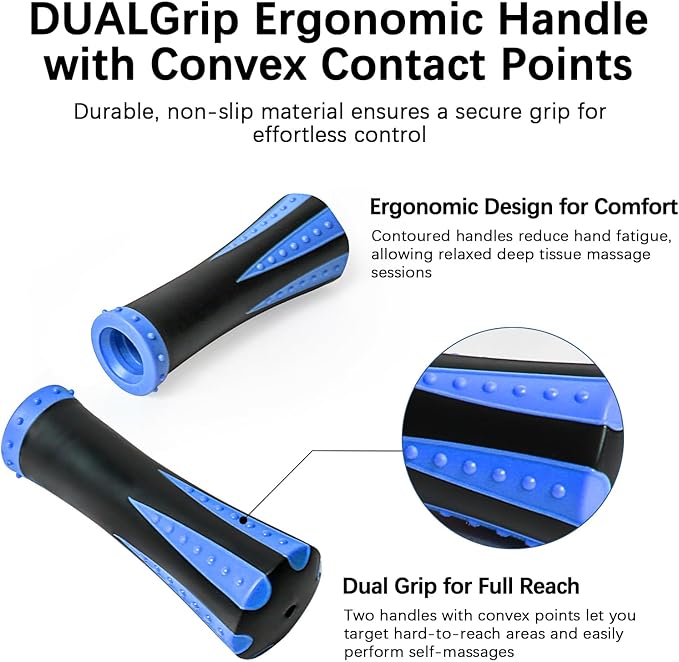 Muscle Roller Massage Roller Stick- Deep Tissue Fascia Blaster for Myofascial Pain Relief, Lymphatic Drainage & Body Sculpting, Handheld Physical Therapy & Recovery Tool (Blue black-18 inch)