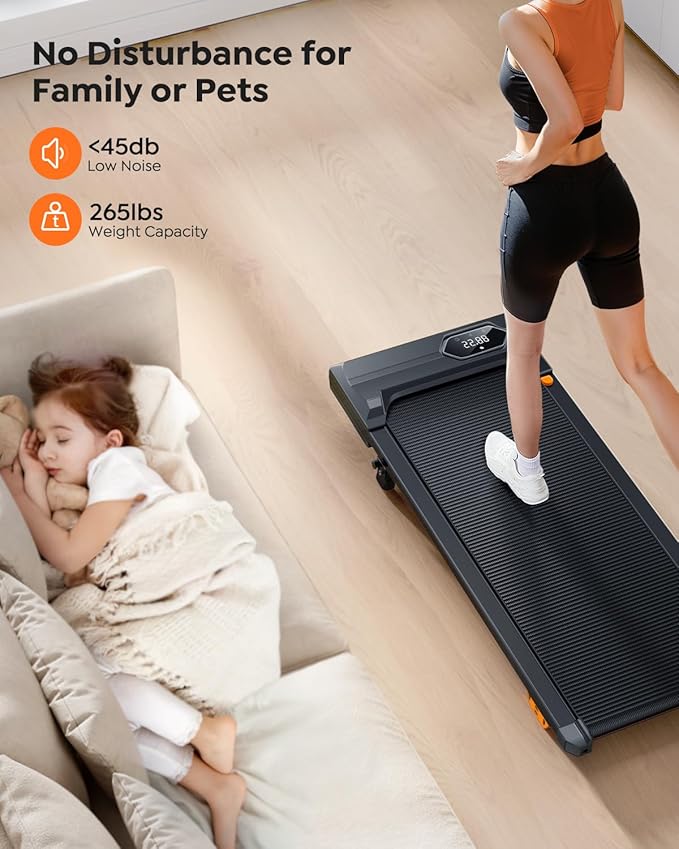 Walking Pad Treadmill with 10% Incline, Under Desk Treadmill, Compact Portable Treadmills for Home Office, 285lbs Capacity, APP/Remote Control, Exercise Anytime, Low-Noise