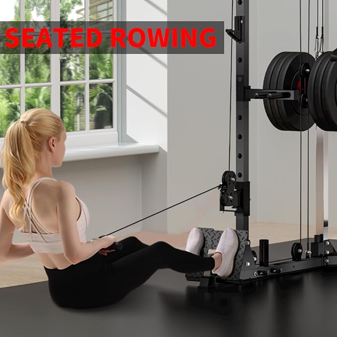 JEEKEE Straight Bar Cable Attachment with Fixed Ring, Non-Slip Tricep for Tricep Pull Down, LAT Pull Down Bar for Home Gym Equipment, Cable Attachments for Seated Rowing & Strength Training