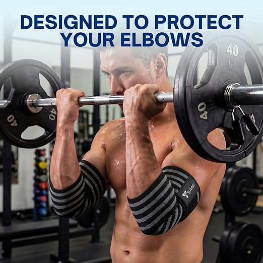 Elbow Wraps for Weightlifting – 40” Long Adjustable Compression - Elbow Sleeves Weightlifting Men with Hook-and-Loop Closure – Support for Heavy Pressing, Strength Training & Lifting Stability