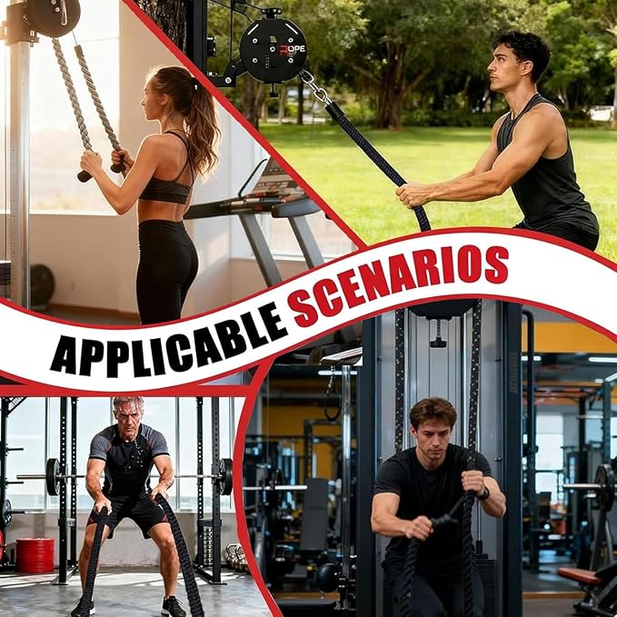 Endless Rope Machine, Adjustable Resi Trainer Machine, Portable Rope Exercise System for Home Gym Fitness Gear, Endless Cable Pulley Trainer, Strength Training Equipment, Home Gym String