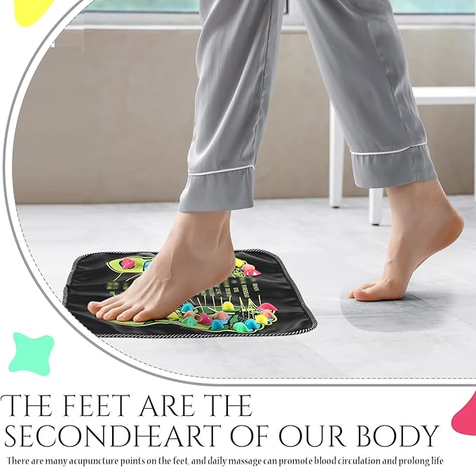 TrelaCo Foot Massage Mat Reflexology Walk Stone Road Foot Massage Acupoint Mat for Acupressure Relaxes for Long Sitting Elderly Students and Office Workers (13.78 x 13.78 Inches)