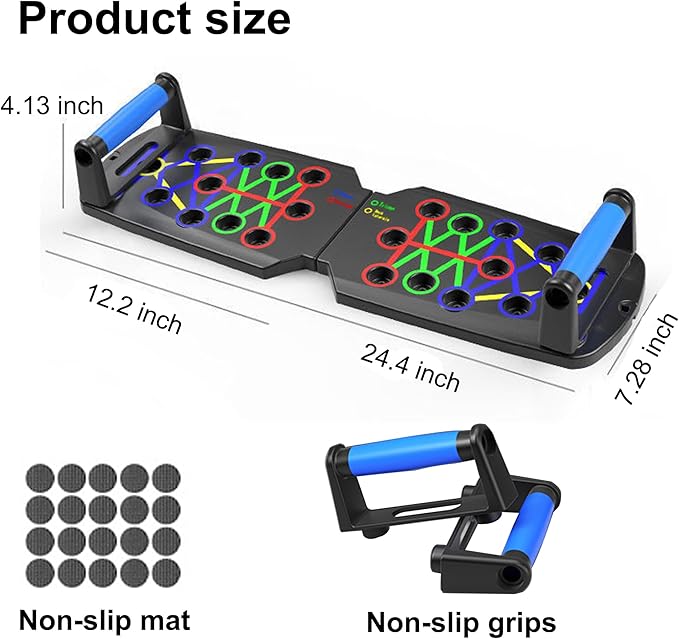 Functional Pushup Stands System Fitness Floor Chest Muscle Exercise Professional Equipment Burn Fat Strength Training Arm Men & Women Solid Push Up Board 28 in 1 Home Workout Equipment Multi