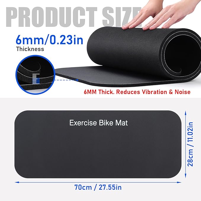 TOBWOLF 2PCS Non-Slip Mat Compatible with Peloton Bike, Concept 2 Rowing Machine, Exercise Bike Mat, Mat Protect Hardwood Floor Carpet for Home Gym, Workout Mat for Bike Trainer, Stationary Spin Bike