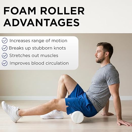 THERABAND Pro Foam Roller, 6" x 12" Round; White Back Roller, Compact 6 Inch Diameter for Deep Tissue Massage, Physical Therapy, Myofascial Release, Core Stabilization