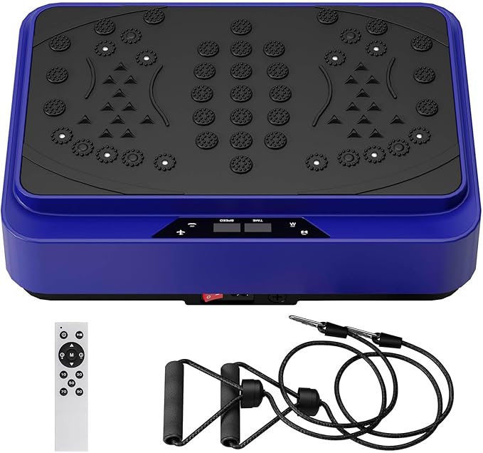 Vibration Plate Exercise Machine, Full Body Workout Vibration Platform with Resistance Bands, Fitness Machine for Weight Loss, Toning & Lymphatic Drainage, Home Gym Equipment,