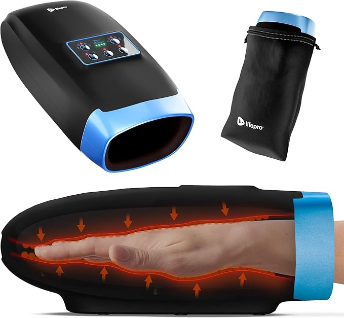 LifePro Legra Hand Massager with Heat and Compression - Finger, Wrist, and Palm Massager with 5 Modes - Pressure Point Therapy for Sensitive Hands, Relaxation, and Comfort