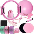 Pilates Essential Kit 12-Piece - Complete Home Pilates Kit for Women with 12.6”Magic Circle, Resistance Bands, 9.8” Yoga Ball & Foam Roller for Body Workout Equipment for Home Gym & Studio