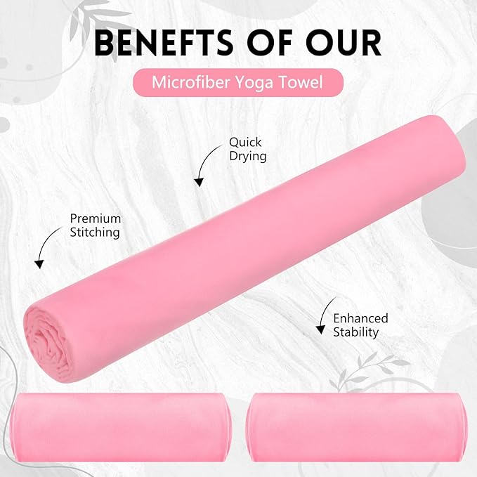 Breling 4 Pack 72" x 24" Hot Yoga Towel Non Slip Microfiber Mat Towel Sweat Absorbent Soft Pilates Mat Essentials for Hot Yoga Pilates Exercise (Pink)