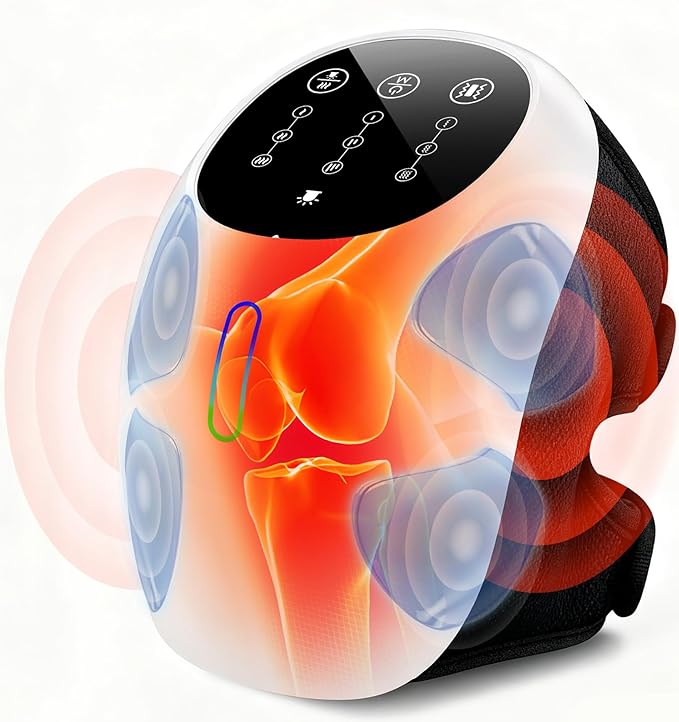 360° Kneading Cordless Knee Massager, with 1-Second Heat & Red Light Therapy | 3 Modes, Fits Knee Circumference 12–14 inch | Joint Pain Relief, Ideal for Athletes, Seniors, Active Adults